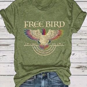Free Bird Graphic T-Shirt - Army Green